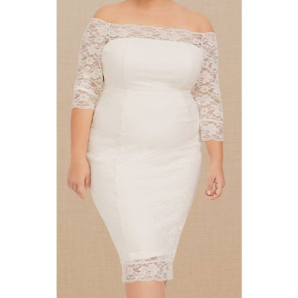 torrid Dresses & Skirts - Torrid Wedding Dress Lace Off Shoulder Size 16